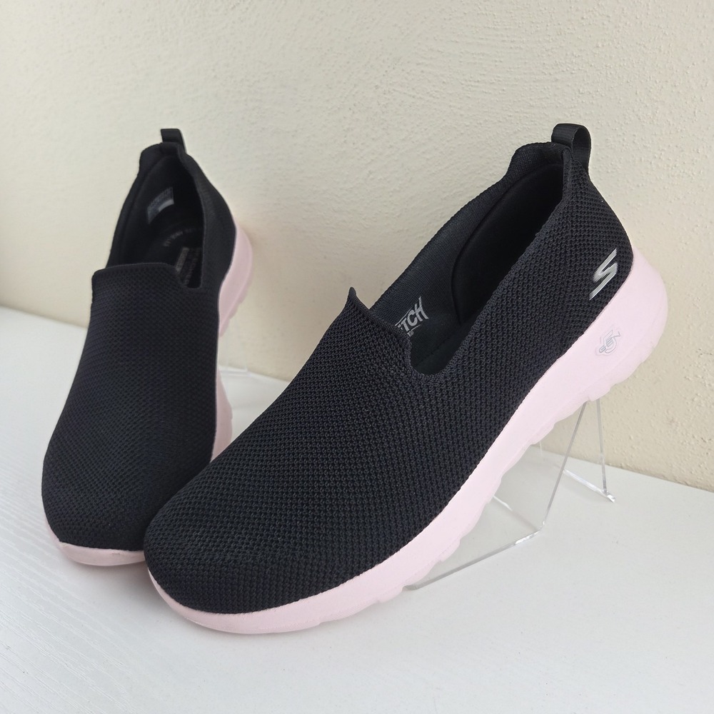 Skechers GoWalk Joy Black/Pink Mesh Slip On Walking Shoes 124187 Womens Size 10